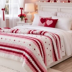 Heartbeat Rows – Chunky Knit Blanket Small Throw
